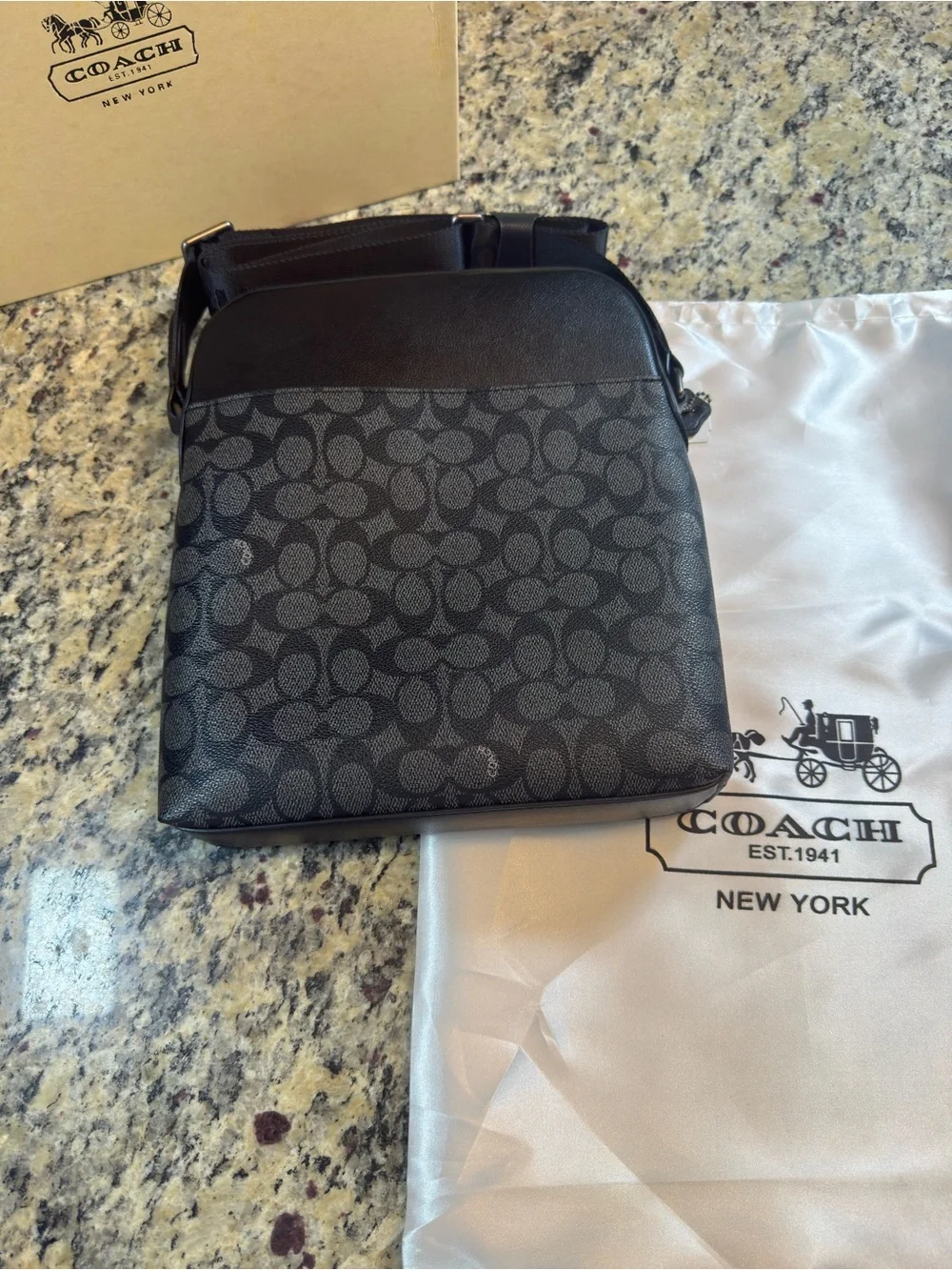 Men’s Black Signature Messenger Crossbody Bag